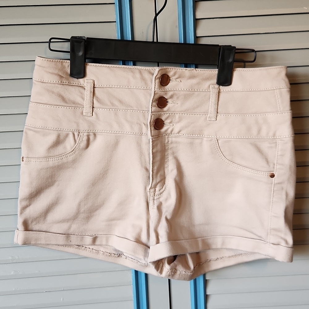 Refuge Beige High Waisted Shorts - Picture 2 of 11
